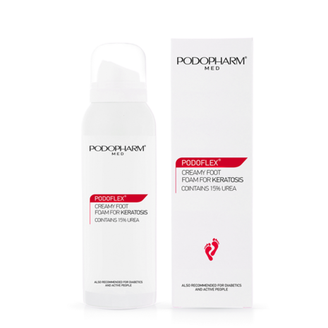 Voetfoam voor droge en gebarsten voeten (15% ureum - Creamy foot foam for keratosis with 15% urea)